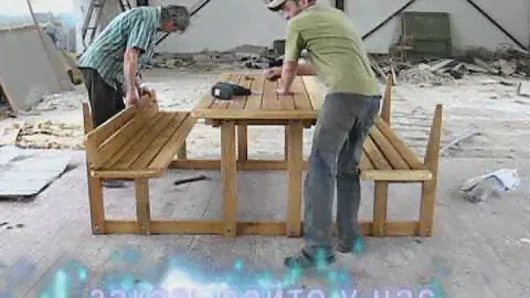 Стол садовый деревянный с лавочками "Кантри"