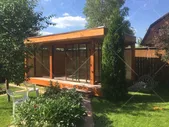 Застекленная беседка Дачный офис 3,5 х 5,5 (закрытая часть 3х5)