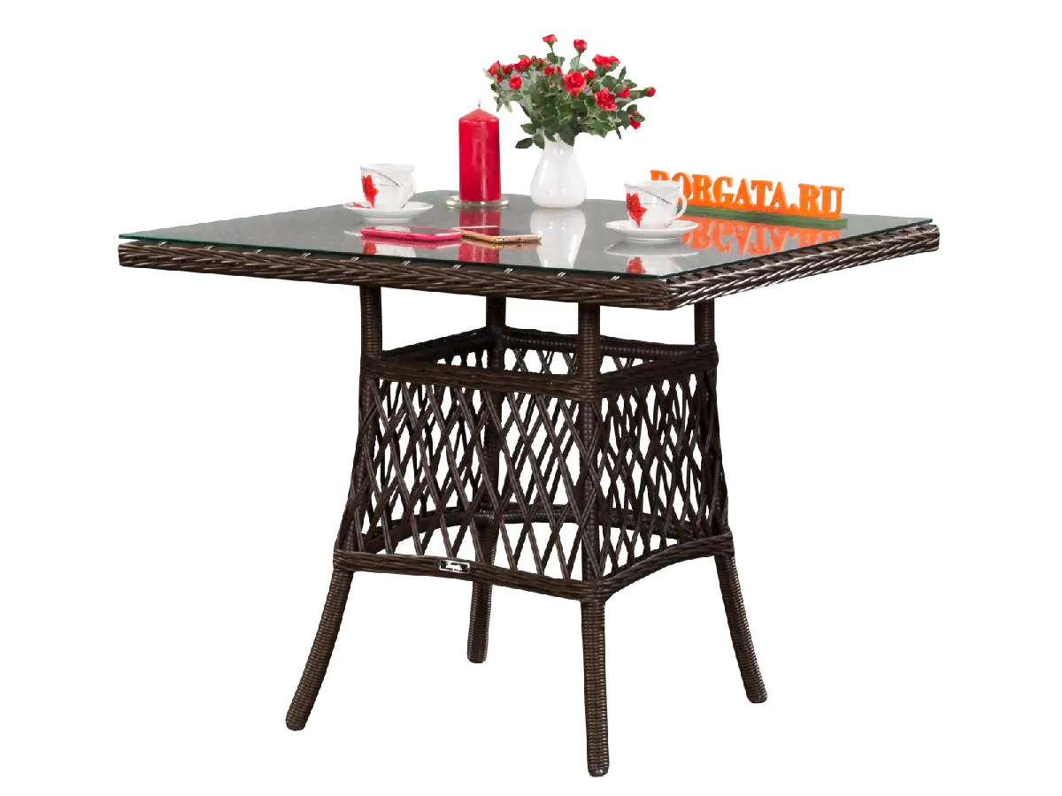 Дачный плетеный стол 90*90 PROVENCE brown из искусственного ротанга