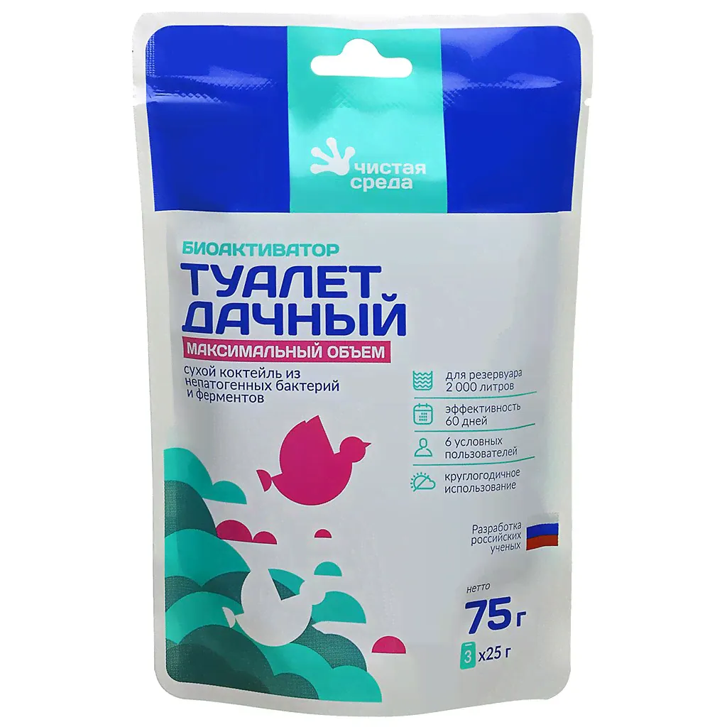 Биосостав для дачных туалетов, Чистая среда, Дачный туалет, 75 г, ТТ003-0