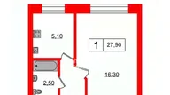 Продам однокомнатную квартиру вторичку 27.0 м² этаж 1/5 город Санкт-Петербург метро Проспект Ветеранов проспект Дачный 19к/3 округ Дачное