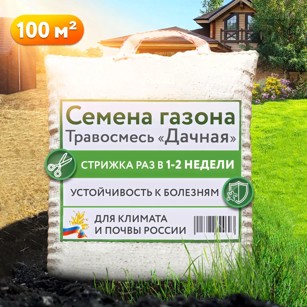 Газонная трава семена, газон Дачный 3,5 кг