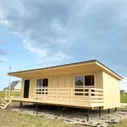 Дачный домик 10х6 с односкатной крышей в современном стиле