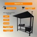 Беседка мангал с крышкой барбекю для дачи с печкой под казан/Кованый мангал дачный с крышей навесом и печью из стали 3 мм/большой стационарный гриль со столиком в стиле лофт Ла3