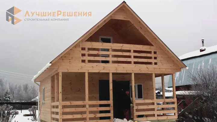 Обзор №32 Дачный дом 6х6м с верандой и балконом СК Лучшие Решения