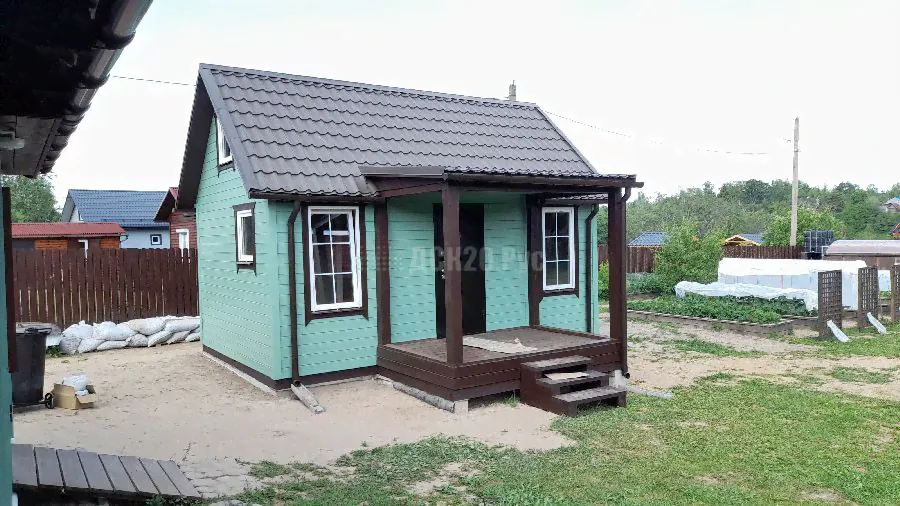 Дачный, гостевой дом 6 на 4 м. c лофтом и крыльцом, утепление 100 мм. Модель - "Лофт 29+К6" .