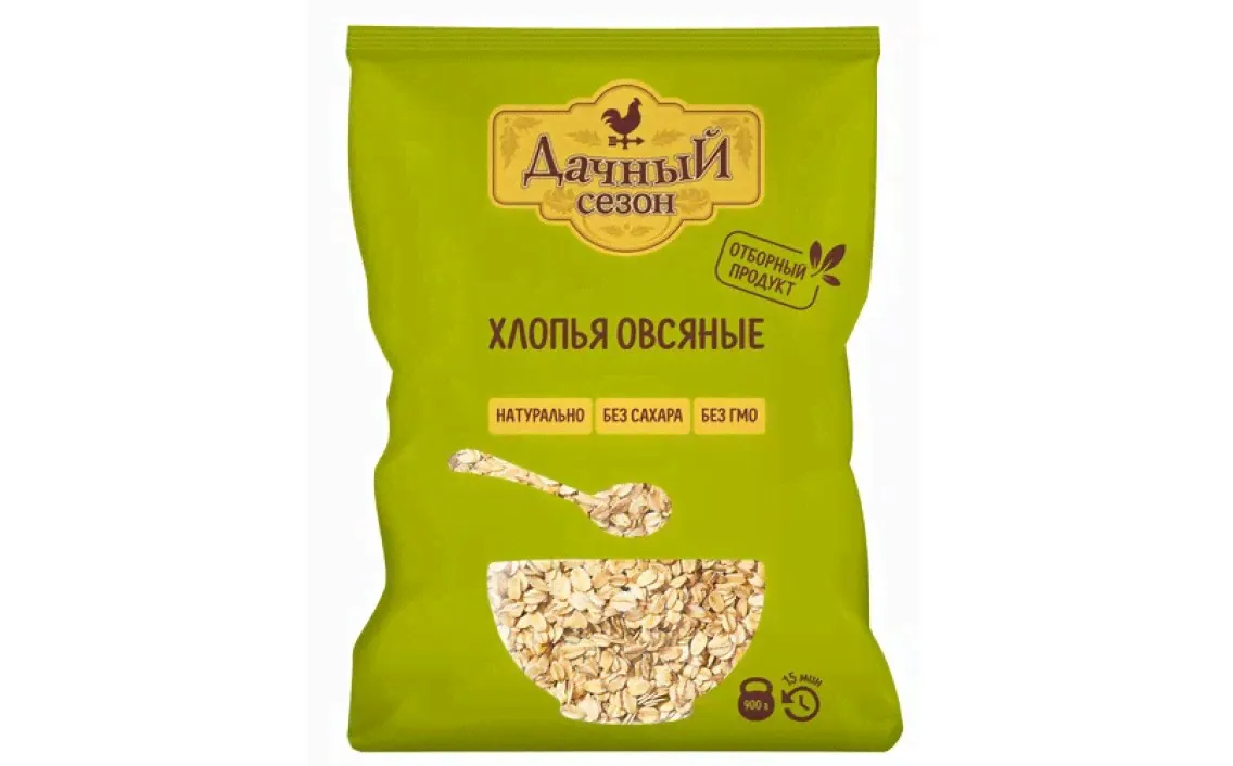 Хлопья овсяные "Дачный сезон" 900 г / 6 штук в коробке-0