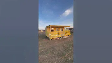 Бытовка с летней верандой. Дачный дом на дачу.